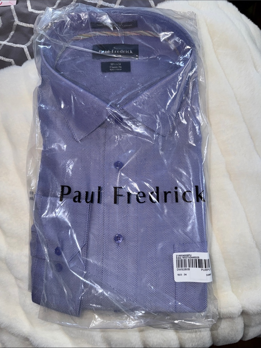 Paul Fredrick Men’s Herringbone Dress Shirt - Spread Collar